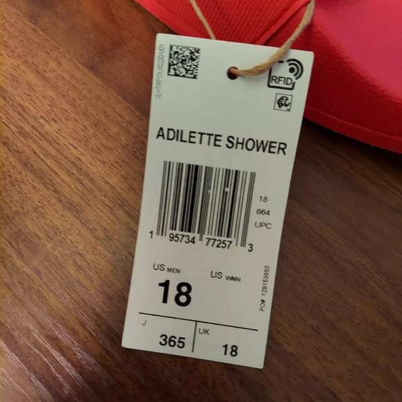 Adidas Adilette Shower Slippers Shoes Slides Men's Size 18 Red - Picture 3 of 4